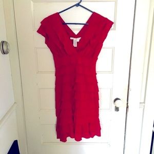 Max Studio Ruffled Tiered Red Dress